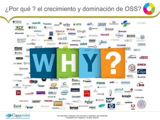 The information contained in this document is proprietary and confidential.
Copyright© 2016 Capgemini. All rights reserved.
¿Por qué ? el crecimiento y dominación de OSS?
 