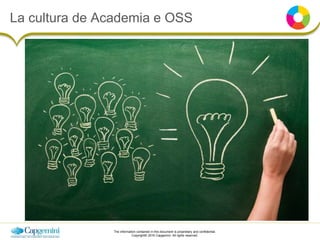 The information contained in this document is proprietary and confidential.
Copyright© 2016 Capgemini. All rights reserved.
La cultura de Academia e OSS
 
