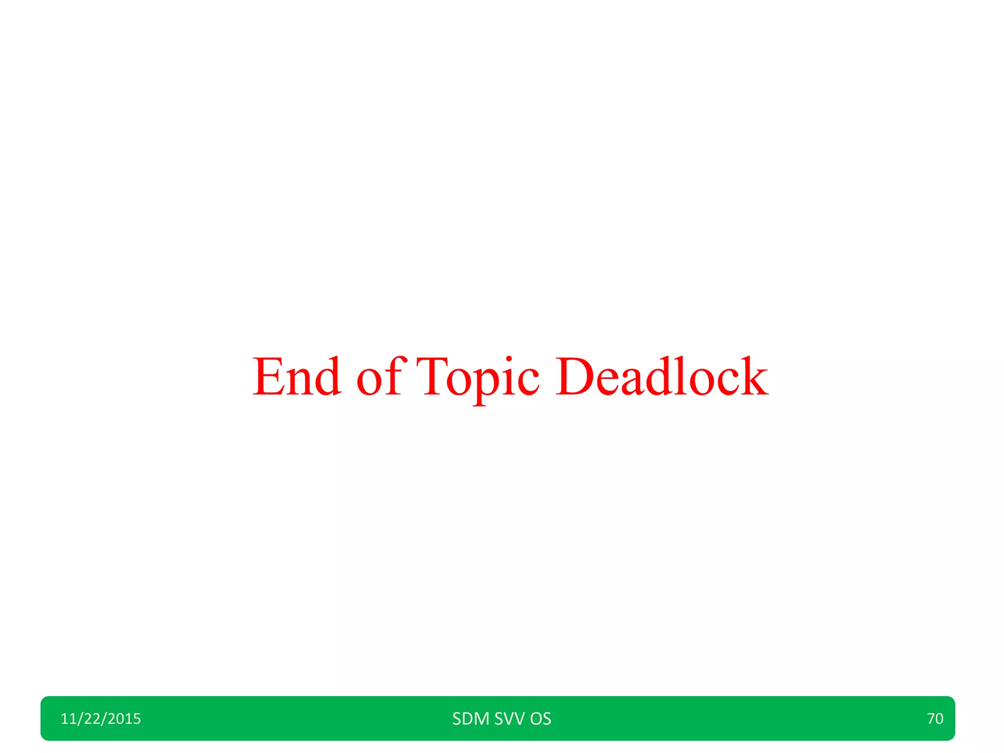 End of Topic Deadlock
11/22/2015 SDM SVV OS 70
 