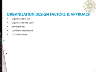 Copyright©2013TheNielsenCompany.Confidentialandproprietary.
14
ORGANIZATION DESIGN FACTORS & APPROACH
• Organizational size
• Organization life cycle
• Environment
• Customer Interaction
• Data Sensitivity
 