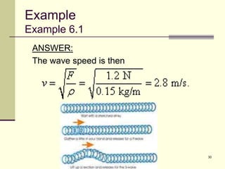 30
ANSWER:
The wave speed is then
Example
Example 6.1
 