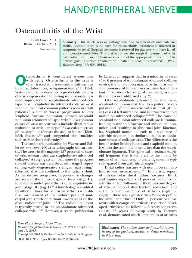 Osteoarthritis of the_wrist from Mayo Clinic PDF