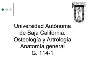 Universidad Autónoma de Baja California.Osteología y Artrología Anatomía generalG. 114-1 