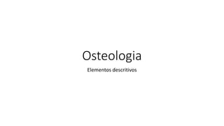 Osteologia
Elementos descritivos
 