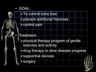 Differential diagnosisexclude other causes of rarefying bone disease, especially those that affect the spine
