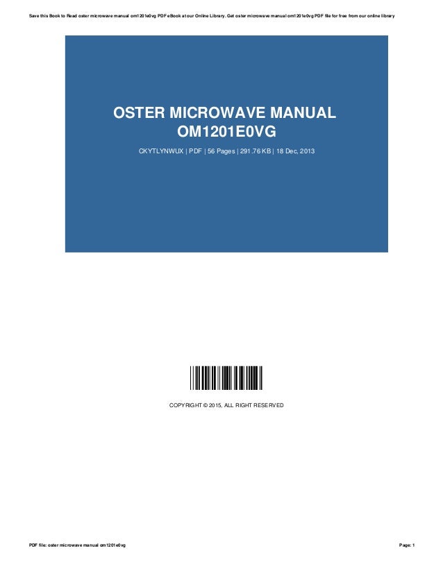 Oster microwave-manual-om1201e0vg