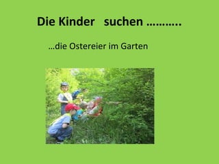 Die Kinder suchen ………..
…die Ostereier im Garten

 