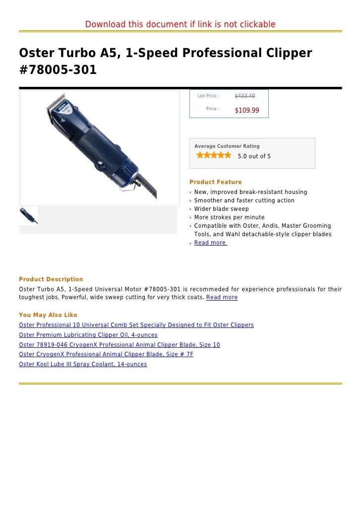 oster turbo a5 professional pet clipper