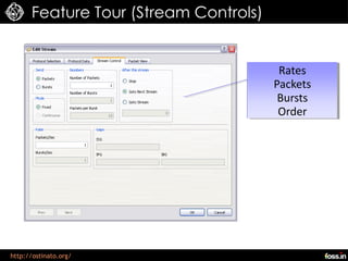 Feature Tour (Stream Controls)


                                        Rates
                                       Packets
                                        Bursts
                                        Order




http://ostinato.org/
 