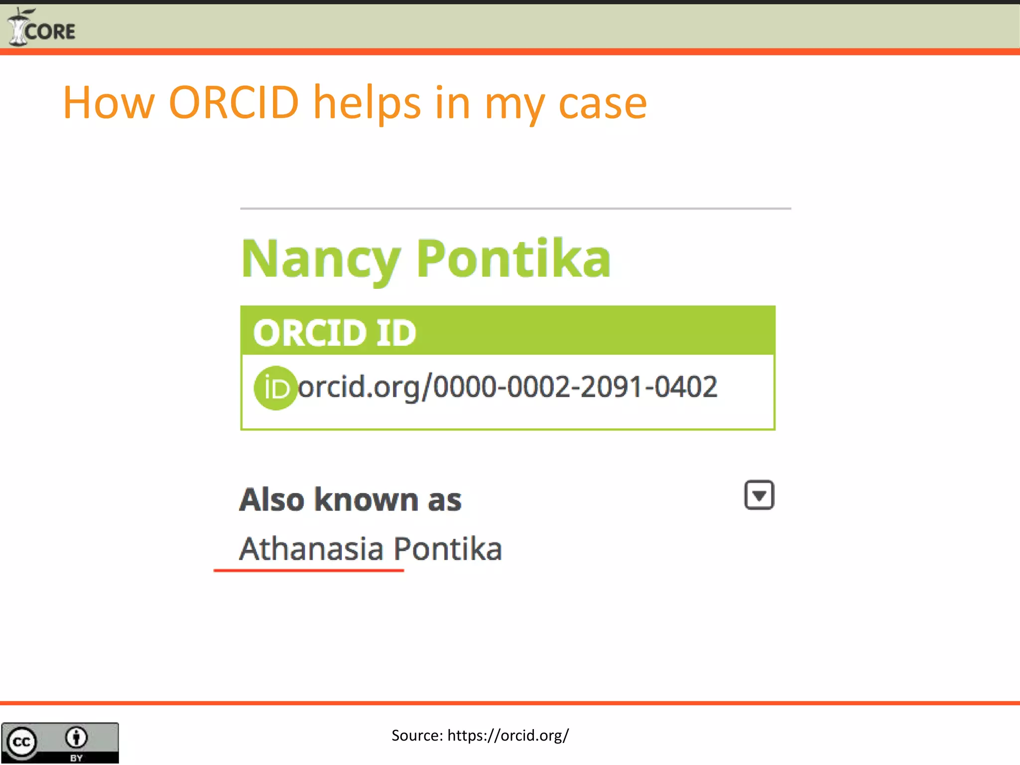 How ORCID helps in my case
Source: https://orcid.org/
 