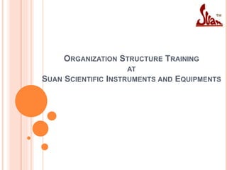 ORGANIZATION STRUCTURE TRAINING
AT
SUAN SCIENTIFIC INSTRUMENTS AND EQUIPMENTS
 