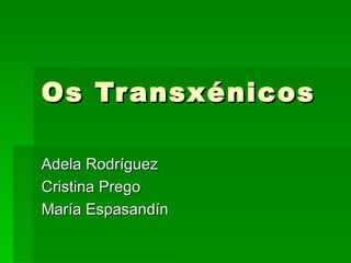 Os Tr ansxénicos

Adela Rodríguez
Cristina Prego
María Espasandín
 