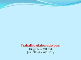Trabalho elaborado por:
     Diogo Reis 6ºB Nº8
   João Oliveira 6ºB Nº14
 