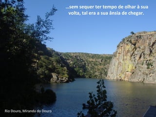 …sem sequer ter tempo de olhar à sua
volta, tal era a sua ânsia de chegar.
Rio Douro, Miranda do Douro
 
