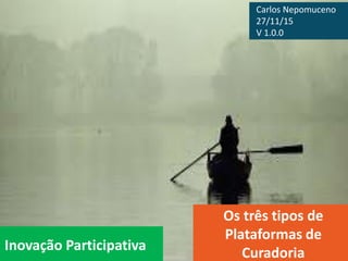 Inovação Participativa
Os três tipos de
Plataformas de
Curadoria
Carlos Nepomuceno
07/12/15
V 1.1.0
 