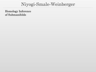 Niyogi-Smale-Weinberger
Homology Inference
of Submanifolds
 