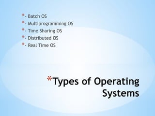 Comprehensive Overview of Operating Systems: Concepts, Scheduling, and ...