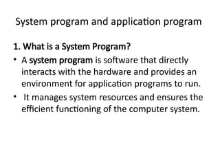 Comprehensive Overview of System Software and Operating Systems in ...