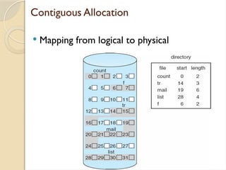 Contiguous Allocation
 Mapping from logical to physical
 
