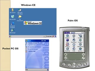 Palm OS
Pocket PC OS
Windows CE
 