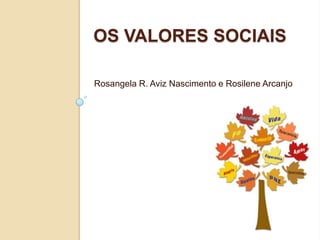 OS VALORES SOCIAIS
Rosangela R. Aviz Nascimento e Rosilene Arcanjo
 