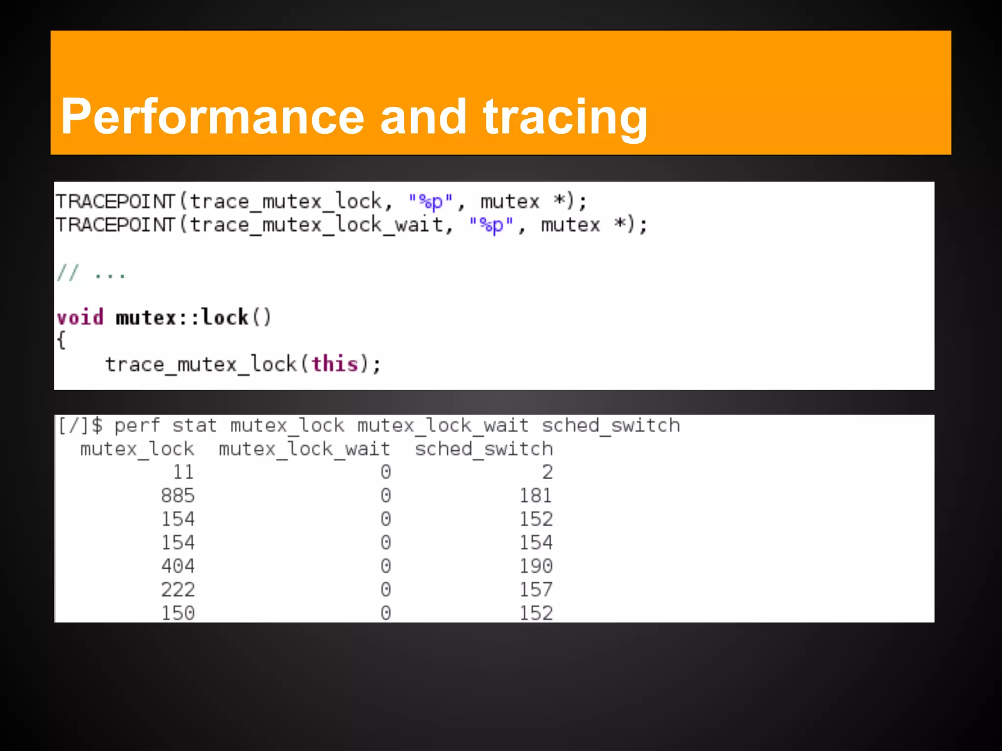 Performance and tracing
 