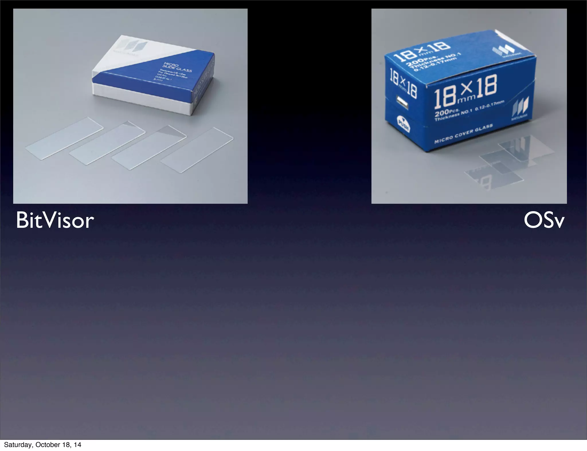 BitVisor OSv 
Saturday, October 18, 14 
 