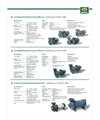 Olwin Pump Oswal's submersible pumps range | PDF