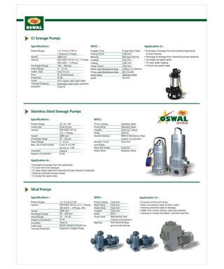 Olwin Pump Oswal's submersible pumps range | PDF