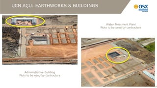 UCN AÇU: EARTHWORKS & BUILDINGS



                                         Water Treatment Plant
                                    Plots to be used by contractors




      Administrative Building
  Plots to be used by contractors


                                                                      20
                                                                       20
 