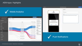 © 2015 Adobe Systems Incorporated. All Rights Reserved. Adobe Confidential.
AEM Apps: Highlights
27
Mobile Analytics
Push Notifications
 