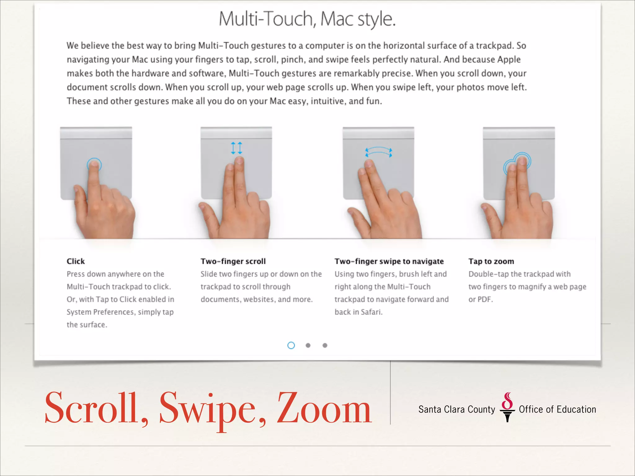System Preferences

Trackpad

Point, click, swipe, zoom,
scroll all your gestures:-)

 