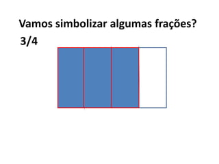 Vamos simbolizar algumas frações?3/4								
