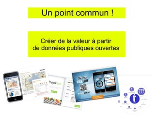 Un point commun !


   Créer de la valeur à partir
de données publiques ouvertes
 