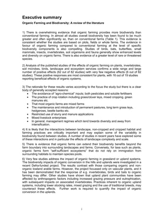 Organic Summary Example Organic Farming and Biodiversity | PDF