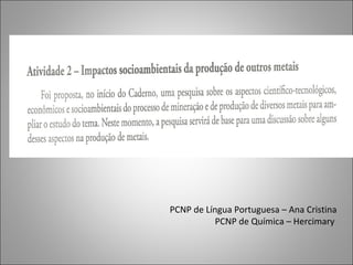 PCNP de Língua Portuguesa – Ana Cristina
PCNP de Química – Hercimary
 