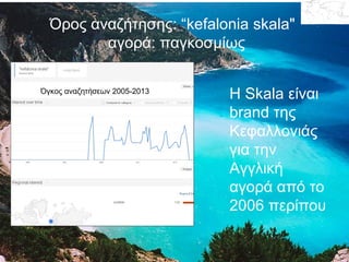 Όρος αναζήτησης: “kefalonia skala"
αγορά: παγκοσμίως
Όγκος αναζητήσεων 2005-2013

Η Skala είναι
brand της
Κεφαλλονιάς
για την
Αγγλική
αγορά από το
2006 περίπου

 