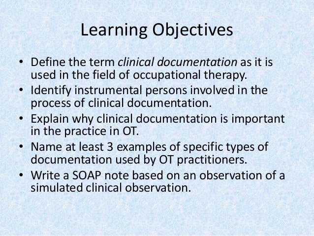 soap notes examples occupational therapy