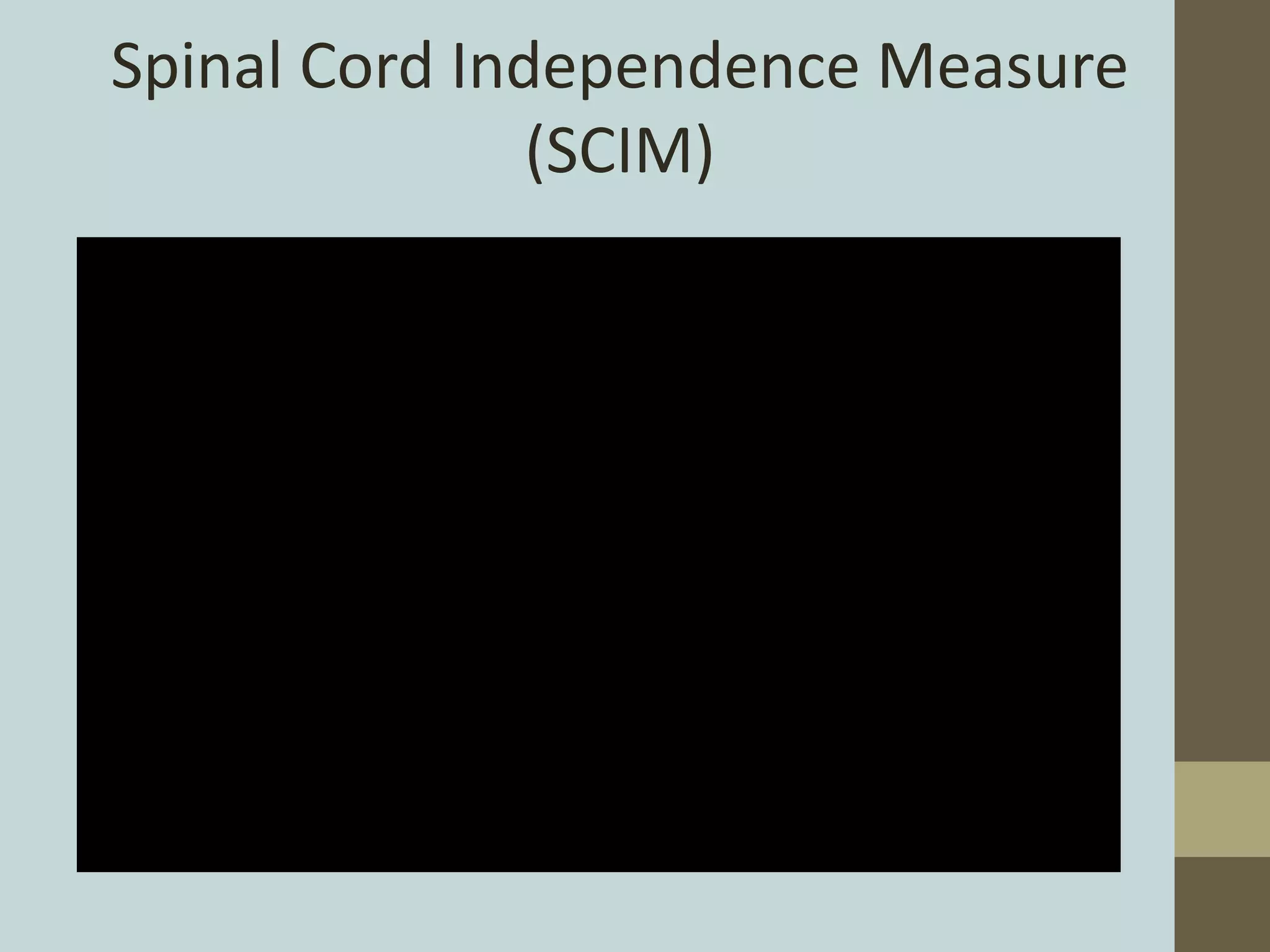 Spinal Cord Independence Measure
(SCIM)
 