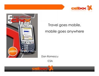 Travel goes mobile,
  mobile goes anywhere




Dan Romescu
    CSA
 