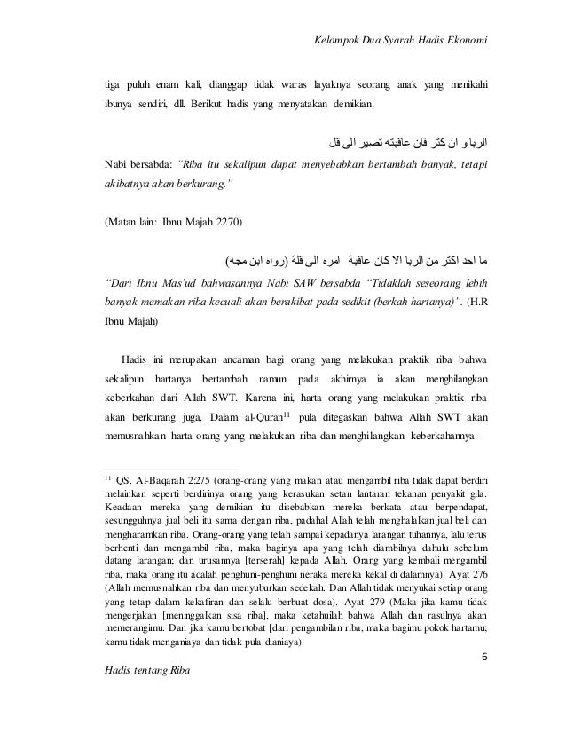 Makalah Syarah Hadis Ekonomi Hadis Tentang Riba