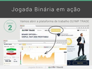 passo:
2
Vamos abrir a plataforma de trabalho OLYMP TRADE
Jogada Binária
Jogada Binária em ação
 