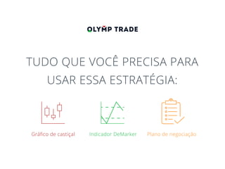 TUDO QUE VOCÊ PRECISA PARA
USAR ESSA ESTRATÉGIA:
Gráﬁco de castiçal Plano de negociaçãoIndicador DeMarker
 