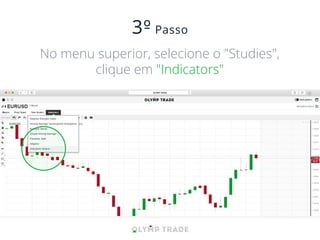 No menu superior, selecione o "Studies",
clique em "Indicators"
 