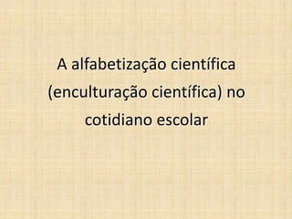 A alfabetização científica
(enculturação científica) no
cotidiano escolar
 