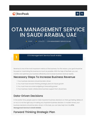 OTA MANAGEMENT SERVICE IN SAUDI ARABIA, UAE