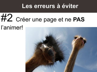 Les erreurs à éviter
#2 Créer une page et ne PAS
l’animer!
 
