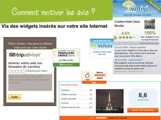 Atelier Google + local
Via des widgets insérés sur votre site Internet
Comment motiver les avis ?
 