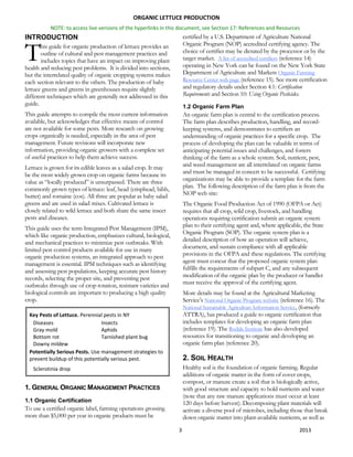 Production Guide for Organic Lettuce | PDF