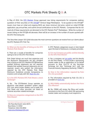 OTC Pink Q &amp; A | PDF